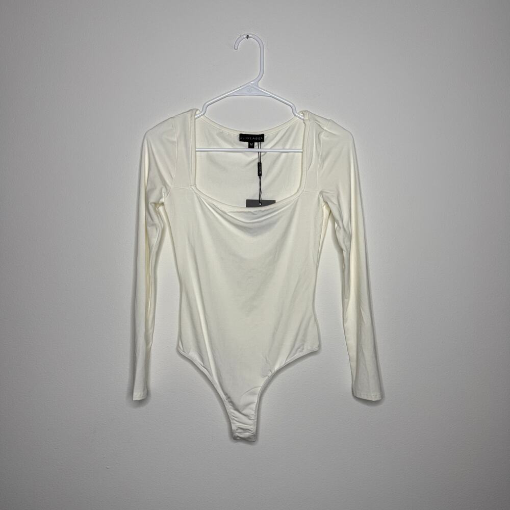 NEW Long Sleeve Bodysuit Ivory JLUXLABEL Stretch Size M